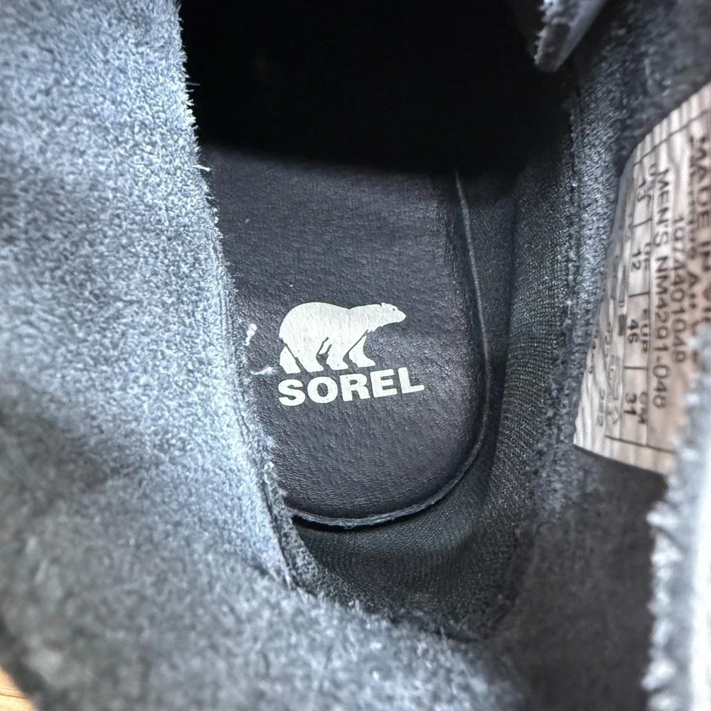 Sorel Kezar Moc Toe Mens Boots 13 Coal‎ Faded Black Leather Wedge Lace Up
